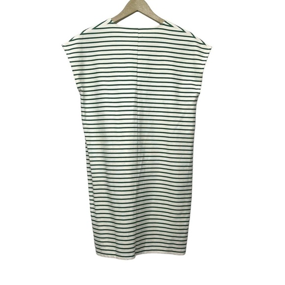 J. Crew Factory White Green Striped V Neck Cap Sleeve Dress Size Small - Picture 2 of 5